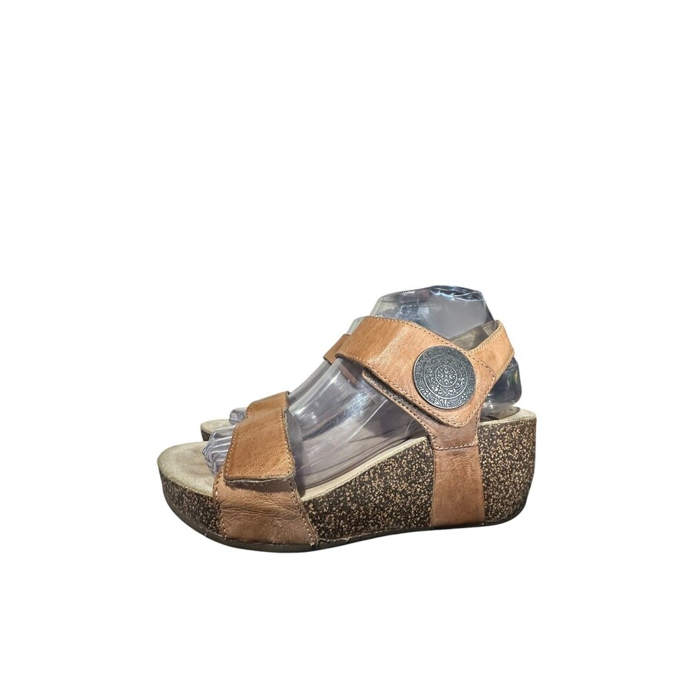 Abeo Una Wedges Sandals Brown Women's Size US 7 N Footbed Hook Loop Boho
